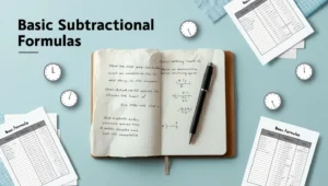 Tela de uma calculadora de horas mostrando como subtrair horários usando fórmulas básicas, com dois horários inseridos e o resultado da diferença entre eles destacado